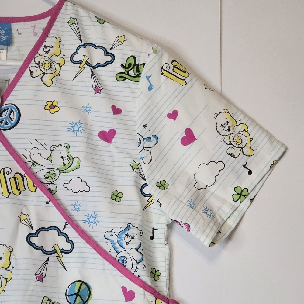 Care Bears Adorable Pink & White Scrub Top Measures Like A Large (Labled S) 2008 - Picture 6 of 15